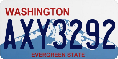 WA license plate AXY3292