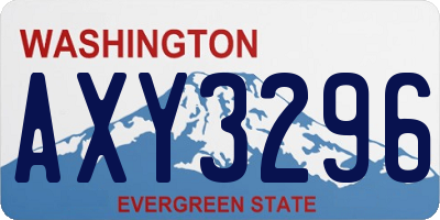 WA license plate AXY3296