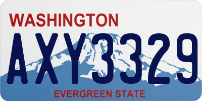 WA license plate AXY3329