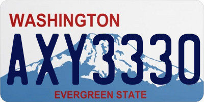 WA license plate AXY3330