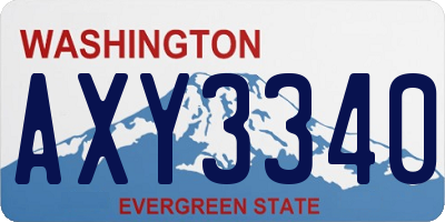 WA license plate AXY3340