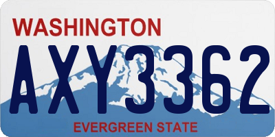 WA license plate AXY3362