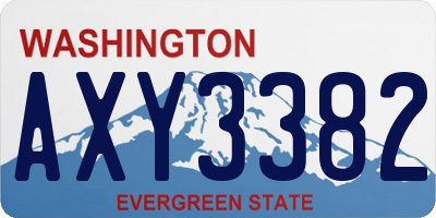 WA license plate AXY3382