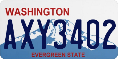 WA license plate AXY3402