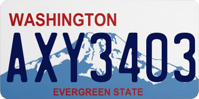WA license plate AXY3403