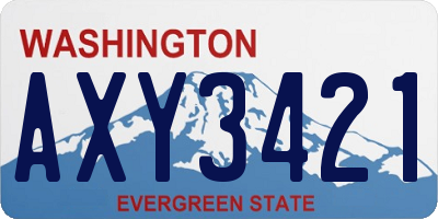 WA license plate AXY3421