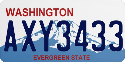 WA license plate AXY3433