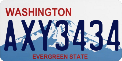 WA license plate AXY3434