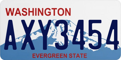 WA license plate AXY3454