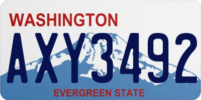 WA license plate AXY3492