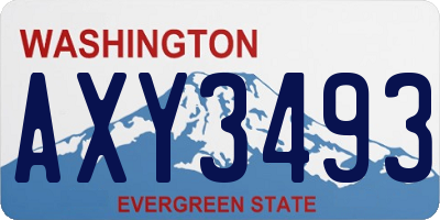 WA license plate AXY3493