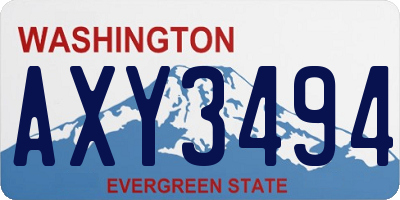 WA license plate AXY3494