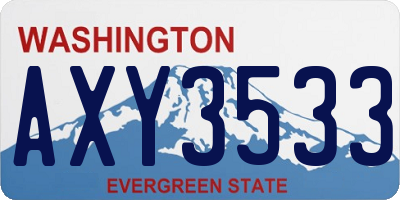 WA license plate AXY3533
