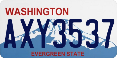 WA license plate AXY3537
