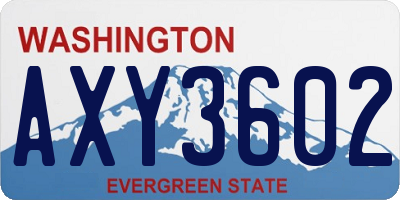 WA license plate AXY3602