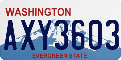 WA license plate AXY3603