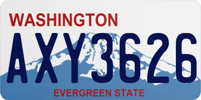 WA license plate AXY3626