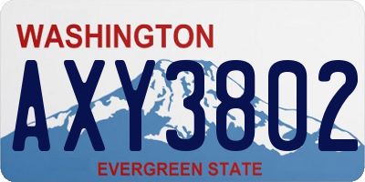 WA license plate AXY3802