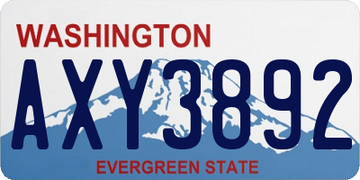 WA license plate AXY3892