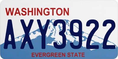 WA license plate AXY3922