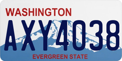 WA license plate AXY4038