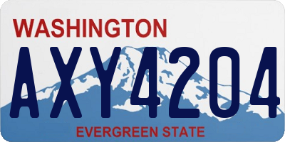WA license plate AXY4204