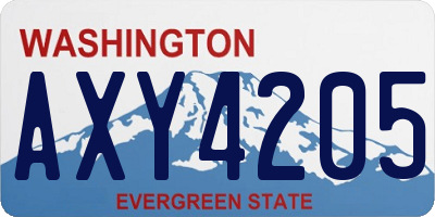 WA license plate AXY4205