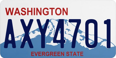 WA license plate AXY4701