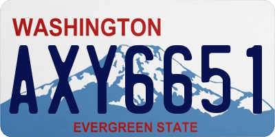 WA license plate AXY6651