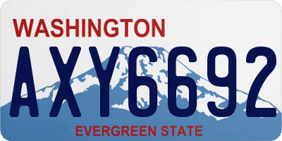 WA license plate AXY6692