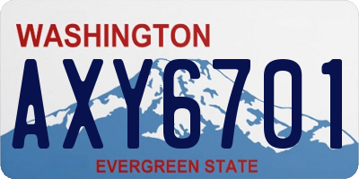 WA license plate AXY6701