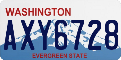WA license plate AXY6728