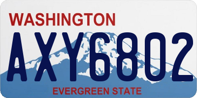 WA license plate AXY6802