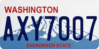 WA license plate AXY7007