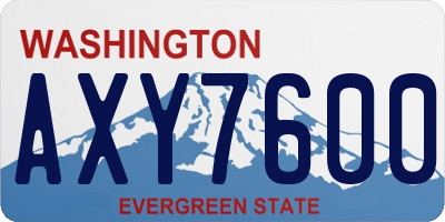 WA license plate AXY7600