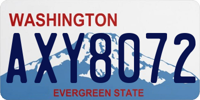 WA license plate AXY8072