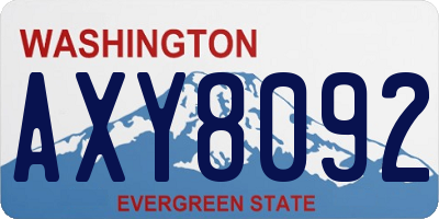 WA license plate AXY8092