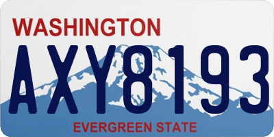 WA license plate AXY8193