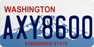 WA license plate AXY8600
