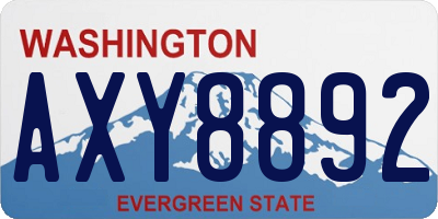 WA license plate AXY8892