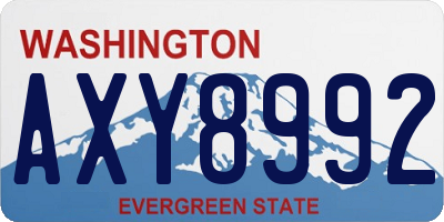WA license plate AXY8992