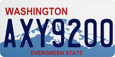WA license plate AXY9200