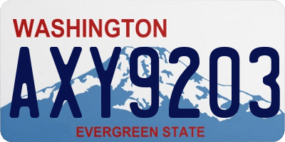 WA license plate AXY9203