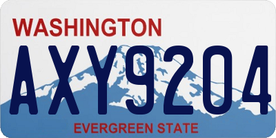 WA license plate AXY9204
