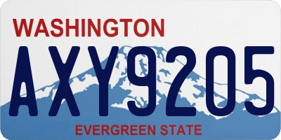 WA license plate AXY9205