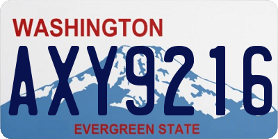 WA license plate AXY9216