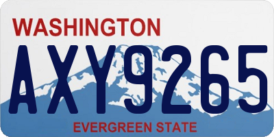 WA license plate AXY9265
