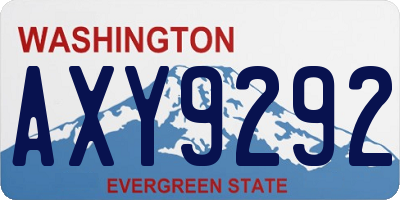 WA license plate AXY9292