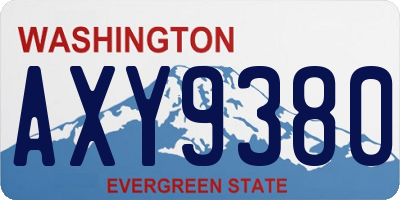 WA license plate AXY9380