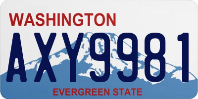 WA license plate AXY9981